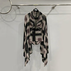 Geometric Hollow Fixed Frame Batwing Top