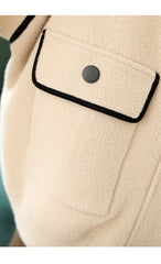 Woolen Long Sleeved Large Spliced Jacket