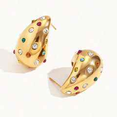 Diamond Studded Colorful Stud Earrings
