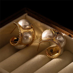 Elegant Pearl Hoop Earrings