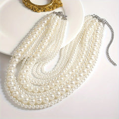 Elegant Multilayer Faux Pearl Necklace