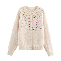 Colorful Sequin Long Sleeve Knitted Cardigan