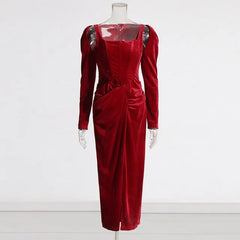 Pleats Twists Solid Maxi Dress