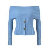 Solid Slash Neck Pullover Top