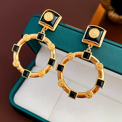 Retro Geometric Drop Earrings