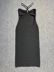 Hollow Halter Neckline Bandage Dress