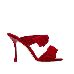 Solid Velvet Bow Open Toe Sandals