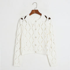 Solid Hollow Out Knitting Cardigan