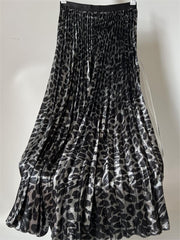 Metallic Light Leopard Print High Waisted Skirt