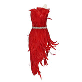 One Shoulder Feather Sequins Dress