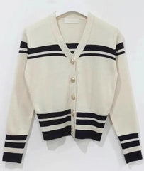 Striped Slim Fit Knitted Cardigan