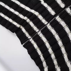 Casual Striped Zip Up Short Knitted Cardigan