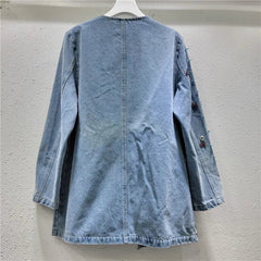 Pre Order: Bead Studded Front Pockets Denim Jacket