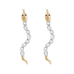Alloy Diamond Inlaid Snake Shaped Earrings