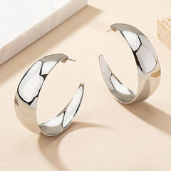 Geometric Smooth Metal Hoop Earrings