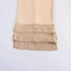 V-Neck Sleeveless Hollow Tassel Dress