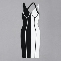 Striped Patchwork Bodycon Bandage Dress