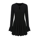 Pre Order: Black Flare Sleeve Knitted Dress