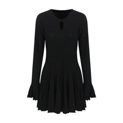 Pre Order: Black Flare Sleeve Knitted Dress