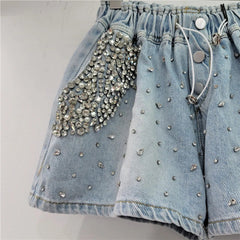Vintage Diamond High Waist Denim Shorts
