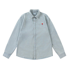 Heart Smooth Denim Button Up Jacket