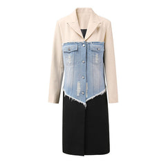 Denim Patchwork Long Coat
