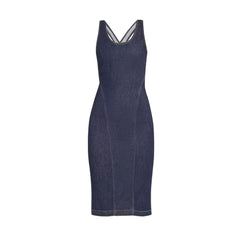 Pre Order: Backless Slim Fit Denim Dress