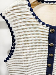 Striped Sleeveless Knitted Mini Dress