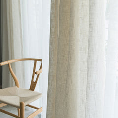 Modern Japanese style linen curtain Thicken gauze curtain contracted bedroom wave window balcony gauze shading window screen