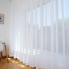 White Solid Tulle Curtains Window Screening for Bedroom Kitchen Sheer Voile Blinds Drapes Gauze Treatments Door