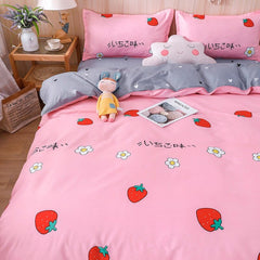 Kuup 3-4pcs Cartoon Bedding Set Duvet Cover Set Soft Bedding Printing Bed Linen Queen Size Bedding Set Fashion Design For Girl