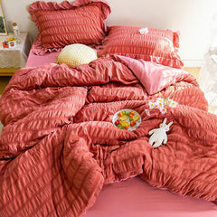 Simple Solid Binding Bedding Set White Blue Queen King 220x240 Size Duvet Cover Set 200x230 Bed Quilt Cover Bedclothes For Home