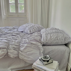 Literary Fold Bubble Bedding Set 40S Washed Cotton Soft Double Size Adult Kid Bed Sheet Set Pillowcase Duvet Cover Set 4pcs