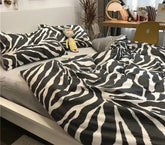 INS Zebra Pattern Bed Sheet Nordic Simple Quilt Cover Luxury Style 200x230 Black And White Duvet With Pillowcase Premium