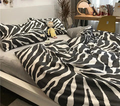INS Zebra Pattern Bed Sheet Nordic Simple Quilt Cover Luxury Style 200x230 Black And White Duvet With Pillowcase Premium