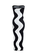 Wave Striped Knitted Strapless Dress