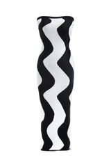 Wave Striped Knitted Strapless Dress