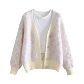 Soft Hues Argyle Knit Cardigan