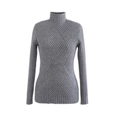Ribbed High Collar Knit Sweater