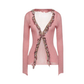 Paillettes Trimmed Thin Knit Cardigan