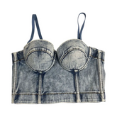 Denim Cropped Bustier Top