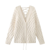 Textured Knit Drawstring Cardigan