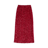 Red Glittery Sequin Midi Skirt