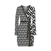 Geometric Lace-Up Mini Wrap Dress