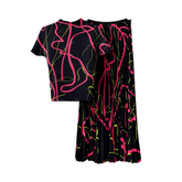 Squiggles Top+Skirt Pleated Set
