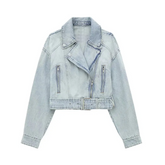 Off-Center Zip Denim Jacket