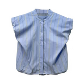 Pleated Shoulder Points Cotton Top