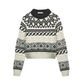 Jacquard Knitted Cropped Sweater