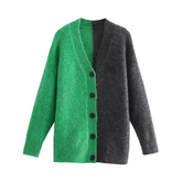 Two-Tone Button Down Knitted Cardigan