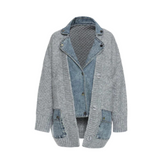 Mock Two-Piece Denim Knit Jacket